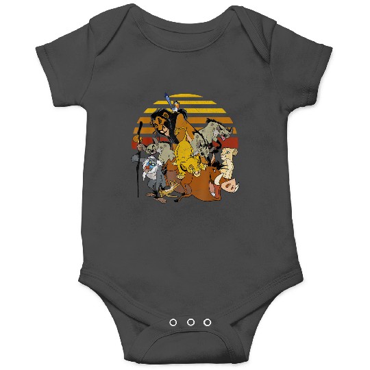 Discover Disneyss Lion King Group Retro Stripe Sunset Vintages Onesies