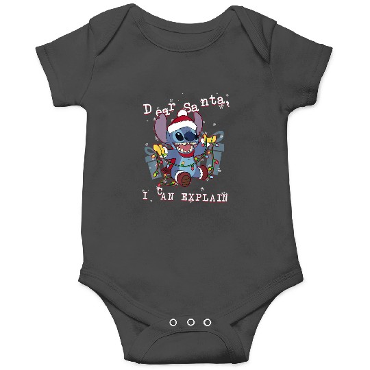 Disneys lilo stitch christmas dear santa i can explain long sleeve Onesies