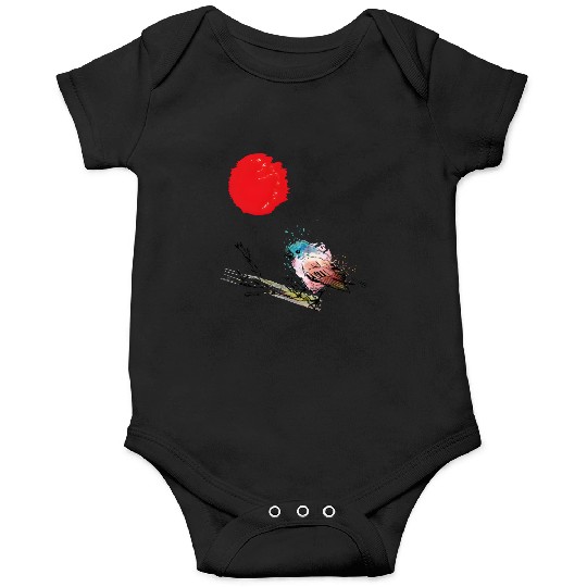 Murakami Birds Red Moon Japenese Onesies