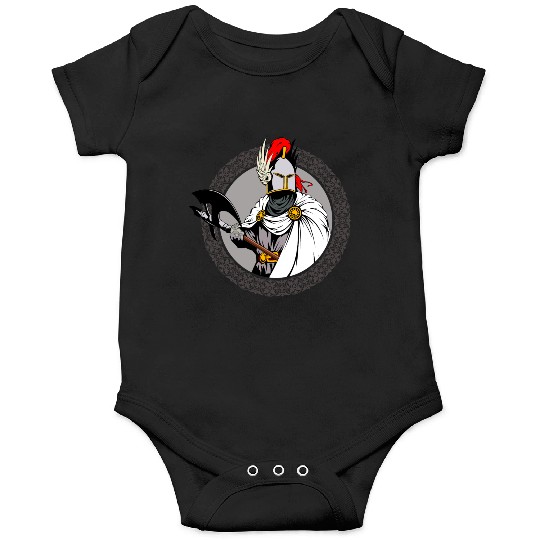 ancient warrior Sparta ax helmet raincoat pattern Onesies