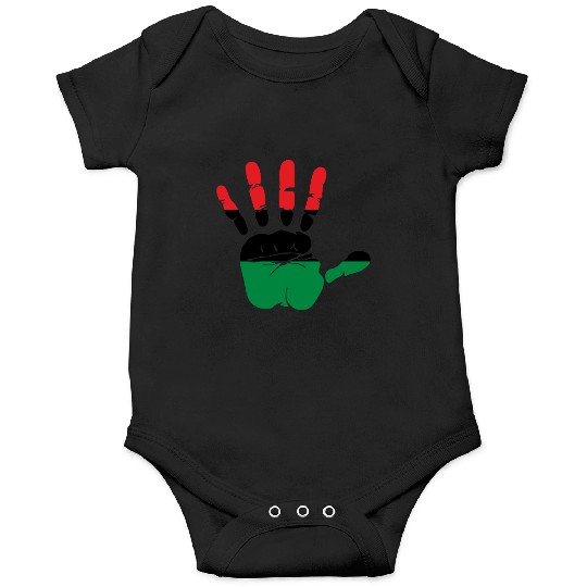 Pan African Flag Hand Print Sign Afro- American Onesies