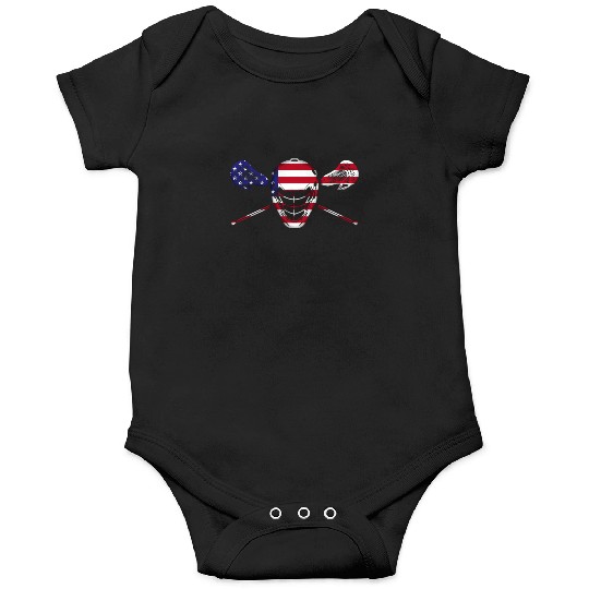 American Flag Lacrosse - Lacrosse Mask Gift Onesies