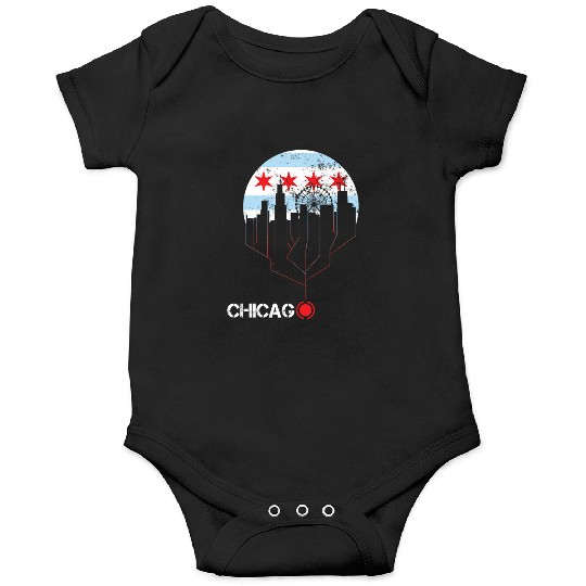 VINTAGE CHICAGO CITY FLAG FUNNY GIFT Onesies