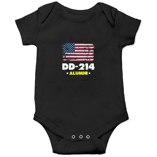 DD-214 Us Armed Forces Alumni American Flag Onesies