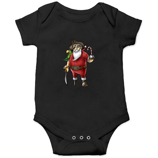 Santa Pirate Funny Christmas Candy Cane Hook Hand Onesies