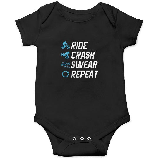 Mountain Bike - Ride Crash Swear Repeat Onesies