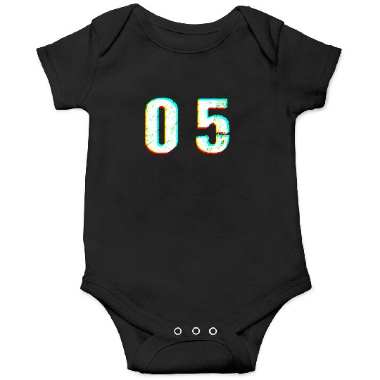 number digit 5 glitch Festival gift Onesies