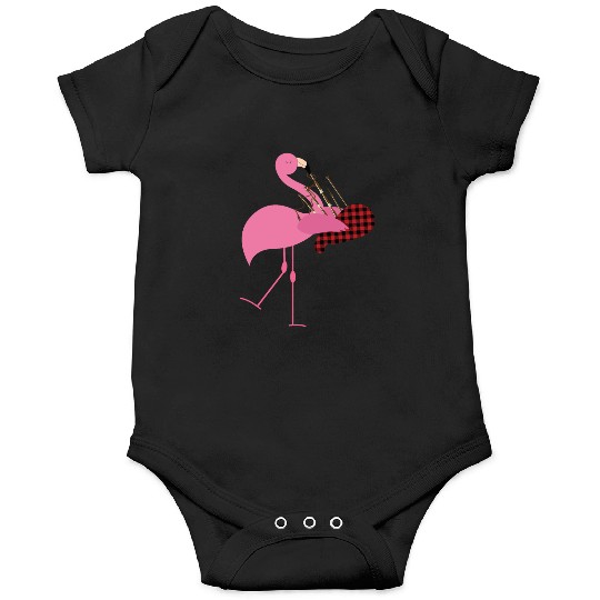 Cute Pink Flamingo Playing Bagpipes Musician Gift Onesies
