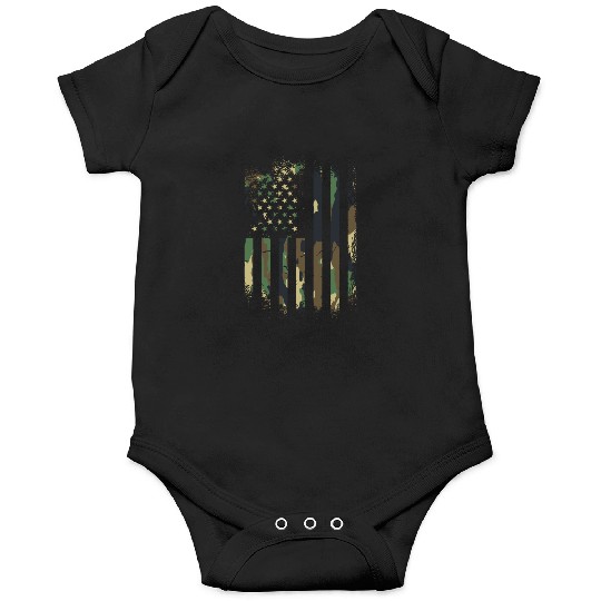 Camouflage Distressed american military Flag Onesies
