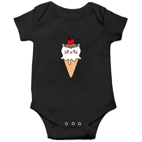 Cute funny sweet kitten ice cream cat cartoon Onesies