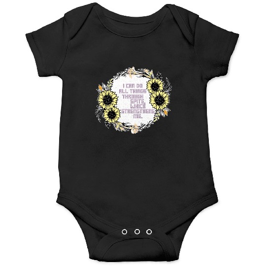 Sunflower Cross Stitch I Can Do All Things Through Onesies
