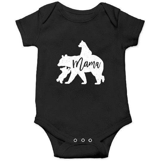Mama Bear 2 Baby Bear Cubs Playing Riding on Back Onesies