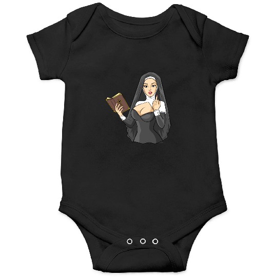 Sexy nun techno middle finger stinky finger sin Onesies