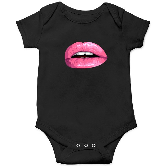 realistic sexy pink lips vector illustration Onesies