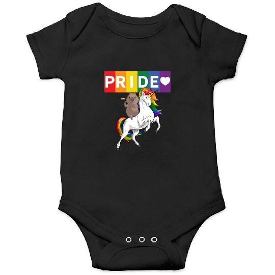 LGBT Gay Pride Wombat Riding Rainbow Unicorn Onesies