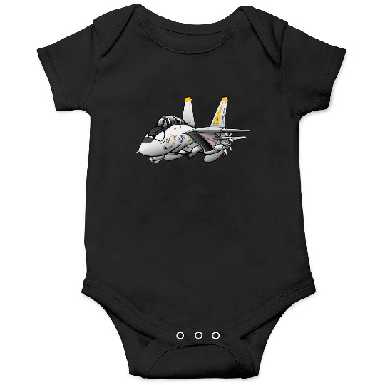 F-14 Tomcat Military Fighter Jet Aircraft Cartoon Onesies