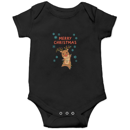 Merry Christmas Rudolph Red Nose Reindeer Snow Onesies