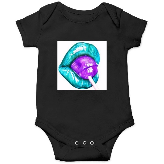 GREEN LIPS AN LOLLIPOP Onesies