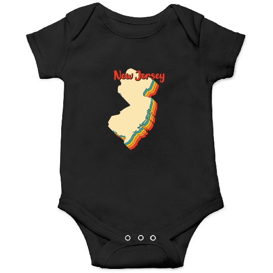 New Jersey Map Outline Vintage Retro Nj Home State Onesies