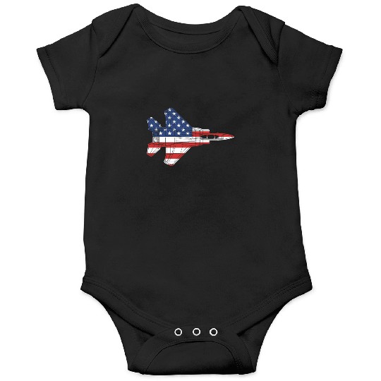 F-15 Eagle Fighter Jet Airplane American Flag F15l Onesies