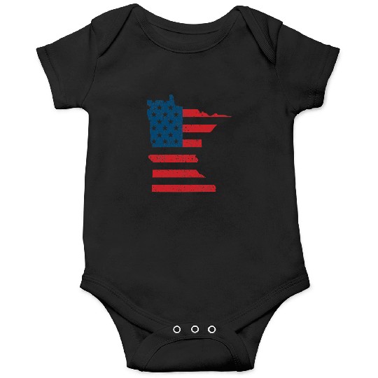 Minnesota Vintage American Flag USA Patriotic Onesies
