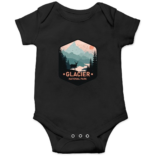 Vintage Glacier National Park Deer Mountains Gift Onesies