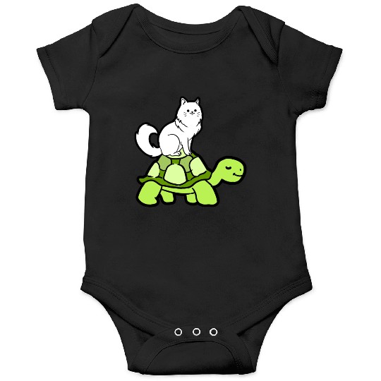 Cat Riding Turtle for Turtle Theme Fan Onesies