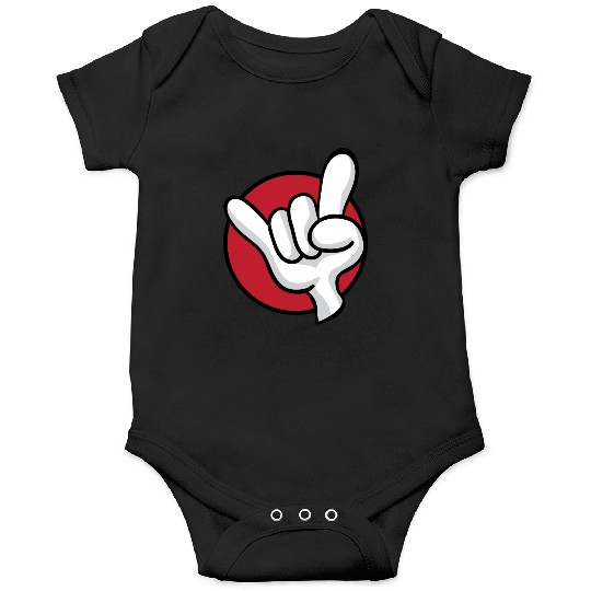 Rock On Heavy Metal Hard Rock Hand Sign Cartoon Onesies