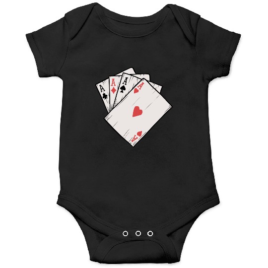 Traditional Tattoo Four Aces Playing Card Game Onesies