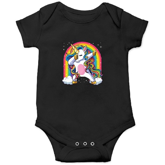 Dabbing Unicorn Rainbow Girls Kids Dab Unicorn Onesies