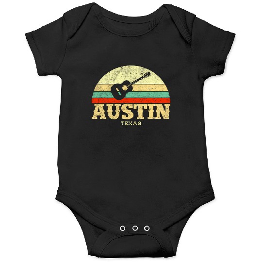 Retro Austin Texas Guitar Vintage Lone Star State Onesies