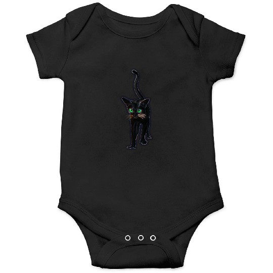 Black cat with green eyes Onesies