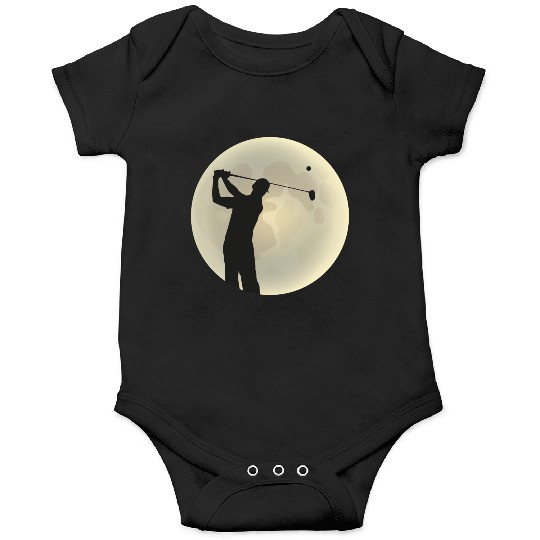 Golfer Silhouette Golf Golfer Moon Full Moon Onesies