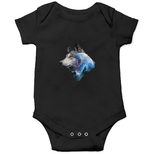Wolf Moon Forest View Nature Onesies