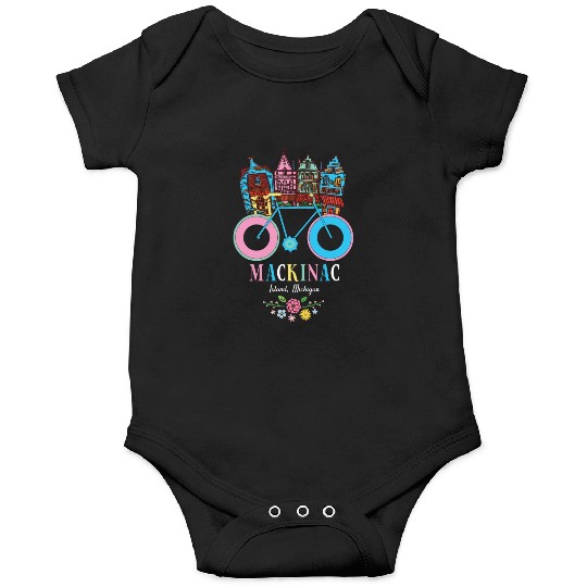 Mackinac Island Michigan Bike Art Onesies