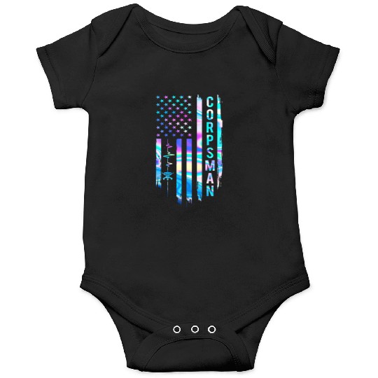 Awesome US Flag Heart Corpsman Onesies