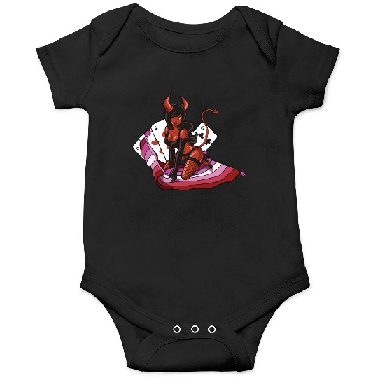 Lesbian Cool Devil Women Colors Of Lesbian Flag Onesies