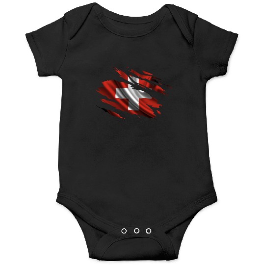 Switzerland Ripped Flag Onesies