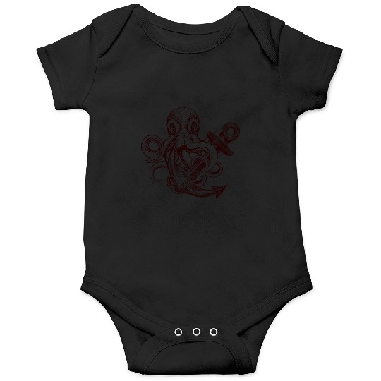 funny octopus with anchor - animal- ocean lovers Onesies