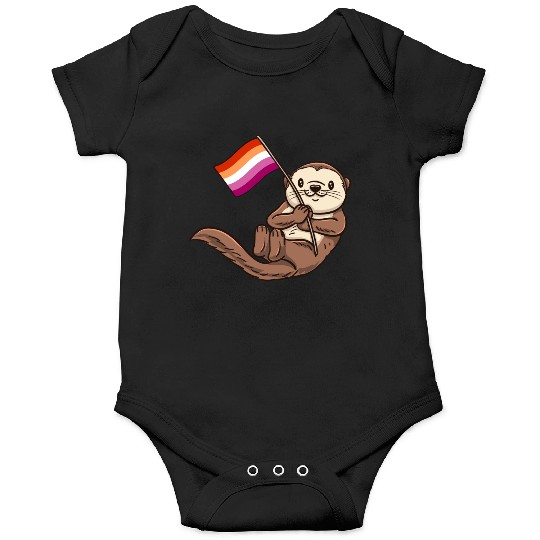 Lesbian Sea Otter With Orange Pink Lesbian Onesies