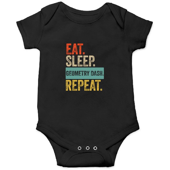 Eat sleep geometry dash repeat retro vintage Onesies