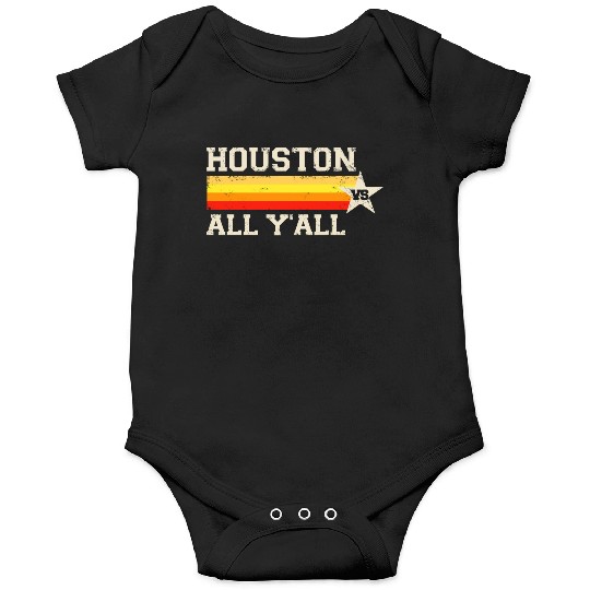 Houston vs All Y'all Vintage Stripe Texas Baseball Onesies