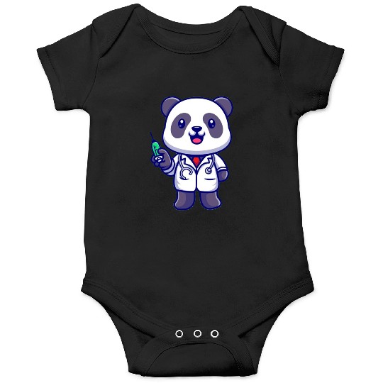 Cute panda doctor with syringe Onesies