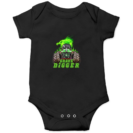 Monster Truck Onesies Grave Green Digger Racing Onesies