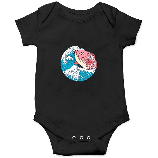 Japanese Koi Fish Great Kanagawa Wave Onesies