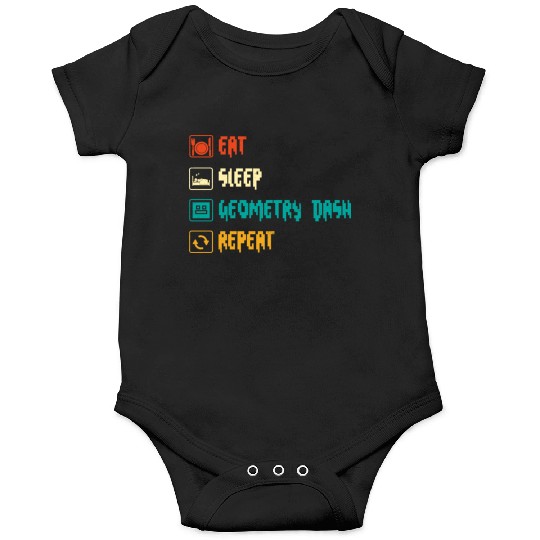 Eat sleep geometry dash repeat retro Jumper Repeat Onesies