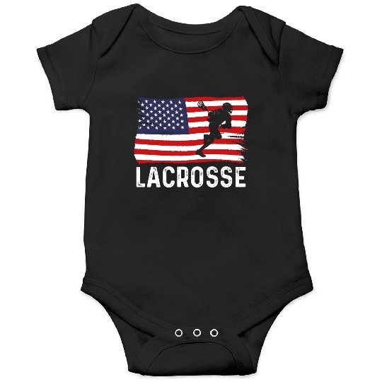 Lacrosse American Flag USA 4th Of July Onesies