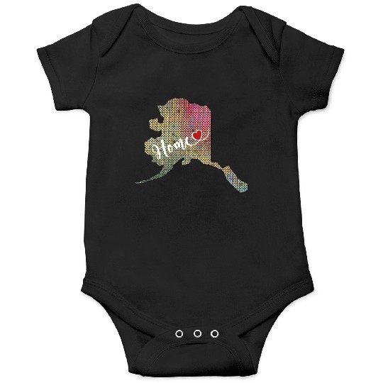 My Home is Alaska Pink and Yellow Knit Print Onesies