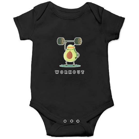 Workout Avocado cartoon Onesies