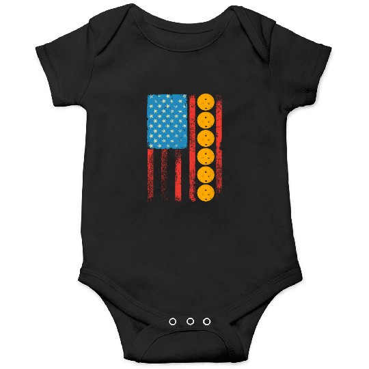 Pickleball US Flag Patriotic Pickleball Player Onesies